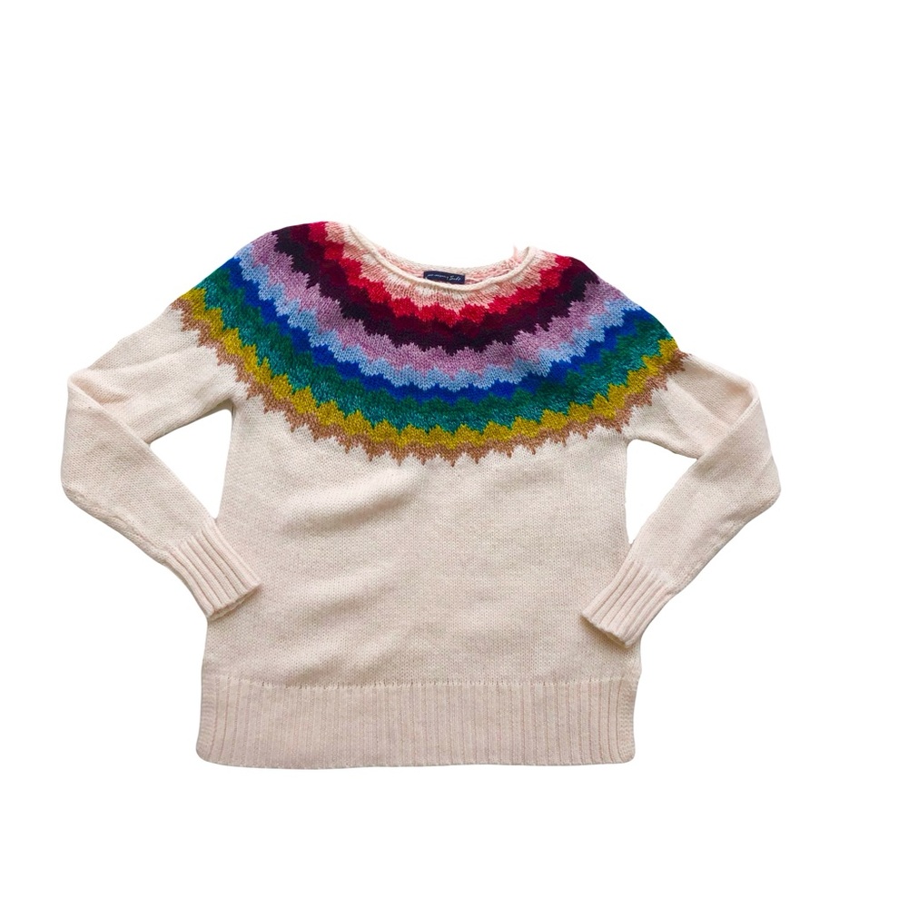 American eagle rainbow knit 70s sweater